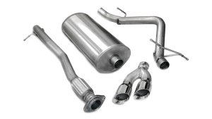 Chevrolet Silverado Performance Exhaust - CORSA Performance - Sport Cat-Back, Single Side Exit, Twin 4.0in. Polished Pro-Series Tips, Reflective Sound Cancellation - Polished - `07-`08